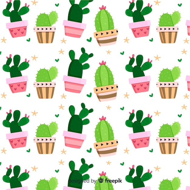 Gratis vector vlak cactuspatroon