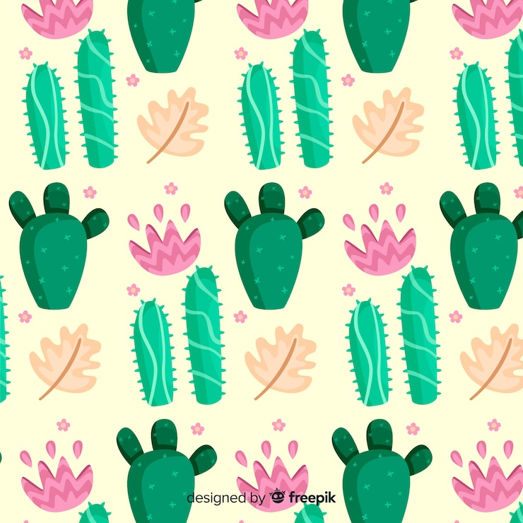 Gratis Vector vlak cactuspatroon