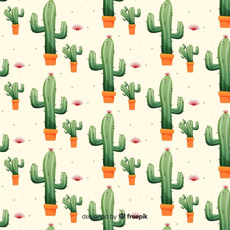 Gratis Vector vlak cactuspatroon