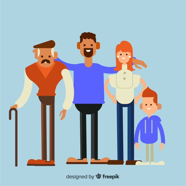 Gratis vector vlak familieportret