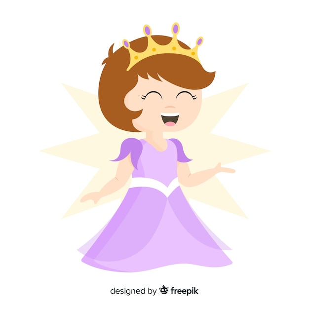 Gratis vector vlak glimlachend prinsesportret