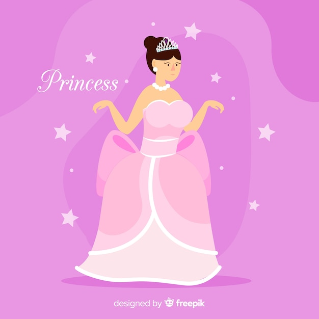 Gratis vector vlak glimlachend prinsesportret