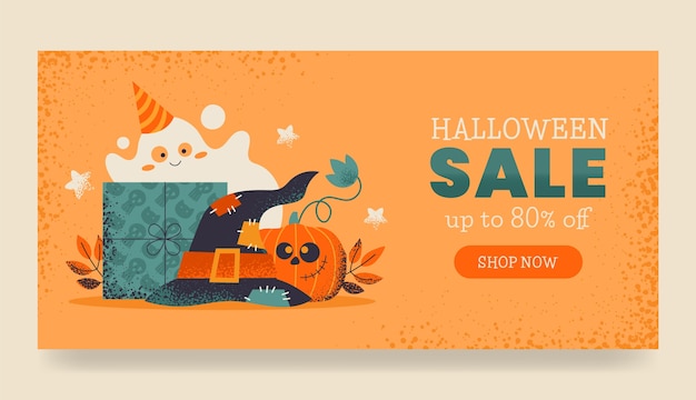 Vlak horizontaal bannermalplaatje voor halloween-seizoen