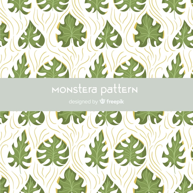 Gratis vector vlak monstera-patroon