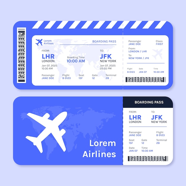 Gratis vector vlak ontwerp boarding pass template