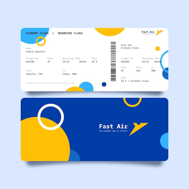 Vlak ontwerp boarding pass template