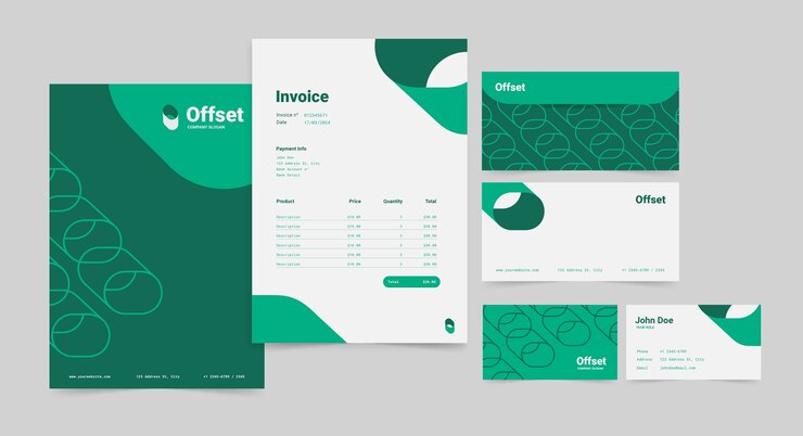 Gratis Vector vlak ontwerp business stationery sjabloon