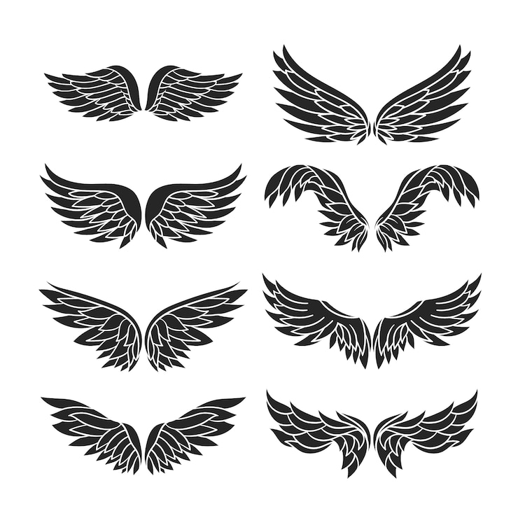 Gratis Vector vlak ontwerp engelenvleugels silhouet