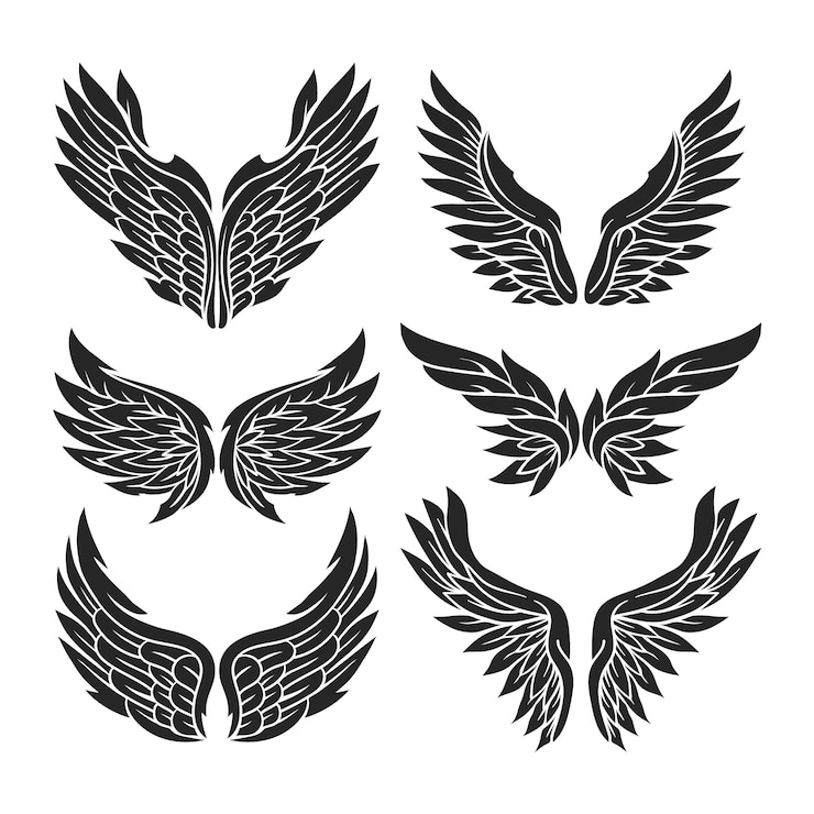 Gratis Vector vlak ontwerp engelenvleugels silhouet