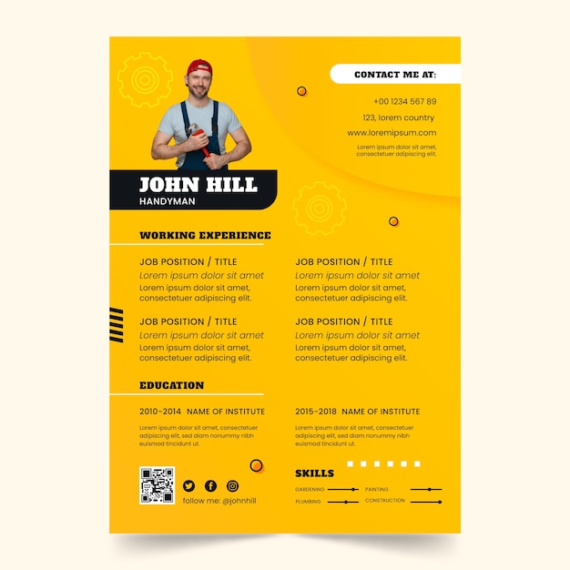 Vlak ontwerp handyman cv