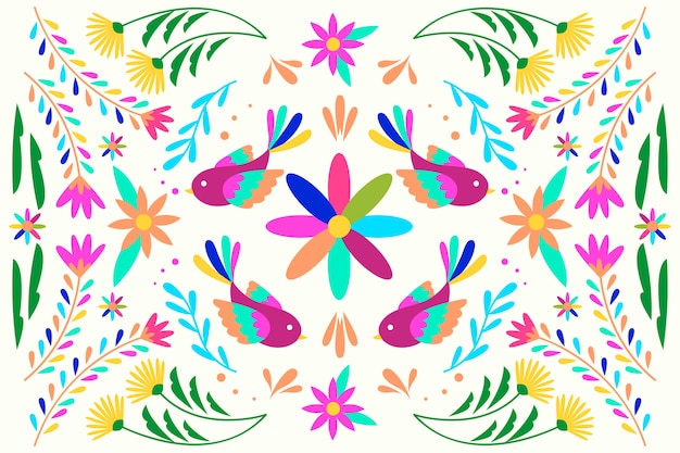 Vlak ontwerp kleurrijk Mexicaans behang