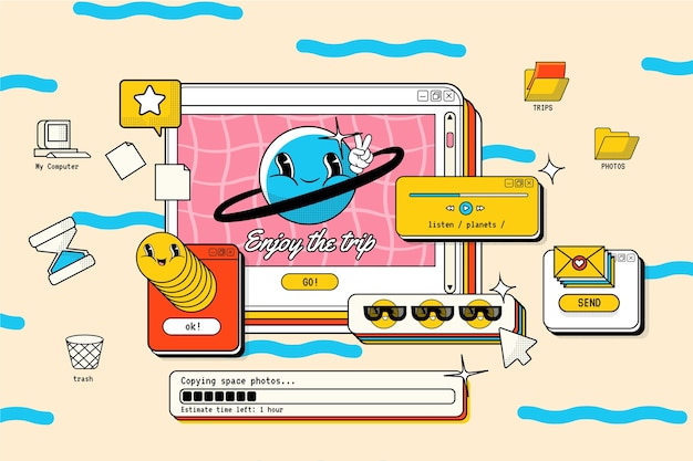 Vlak ontwerp retro computer vensters element