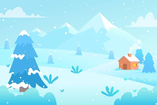 Vlak ontwerp winterlandschap