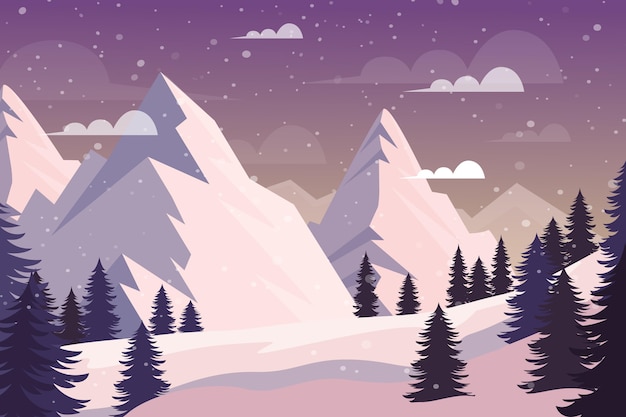 Vlak ontwerp winterlandschap