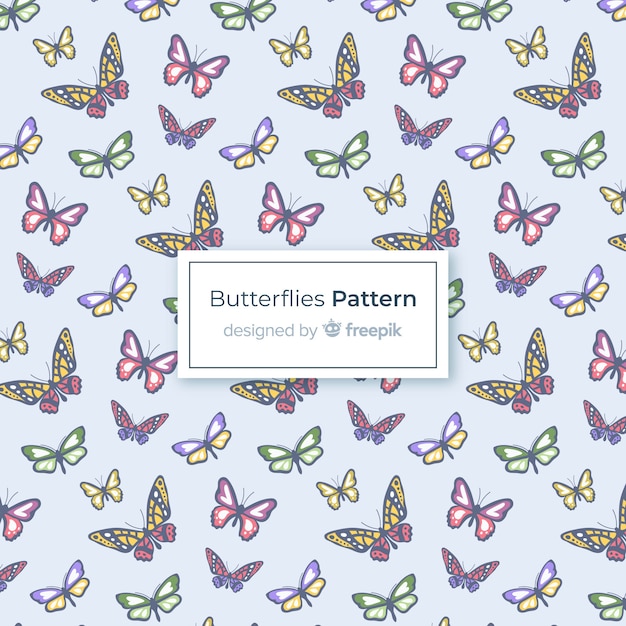 Gratis vector vlak patroon met vlinders