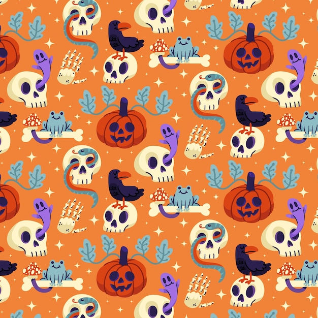 Gratis vector vlak patroon ontwerp voor halloween viering