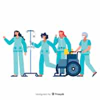 Gratis vector vlak verpleegkundig team