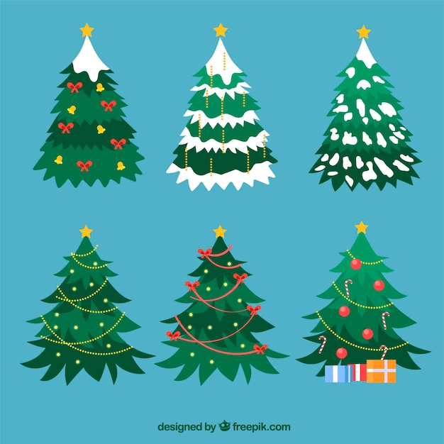 Vlak versierde kerstbomen