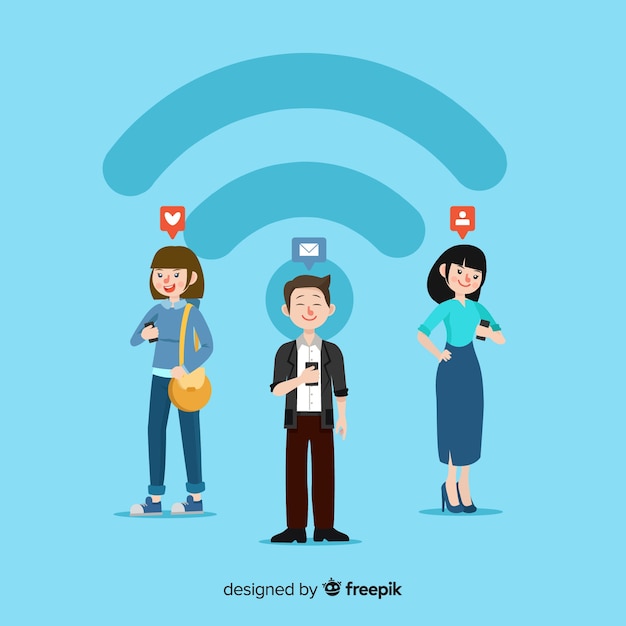 Gratis vector vlak wifi-gebiedsconcept met signaal