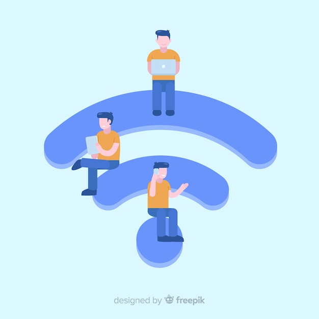 Gratis vector vlak wifi-gebiedsconcept met signaal