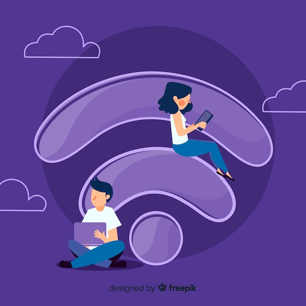 Gratis vector vlak wifi-gebiedsconcept met signaal