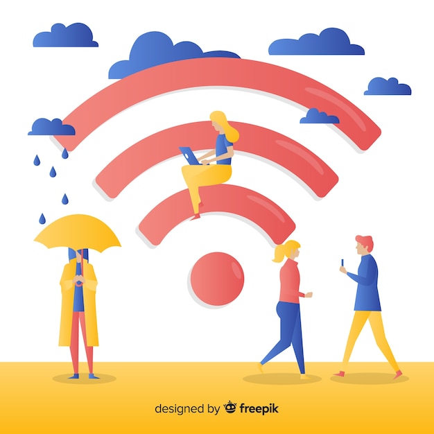 Gratis vector vlak wifi-gebiedsconcept met signaal