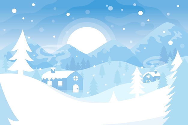 Gratis vector vlak winterlandschap