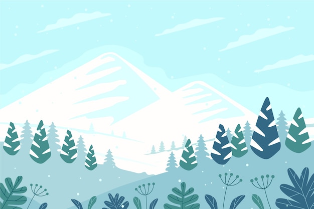 Gratis vector vlak winterlandschap