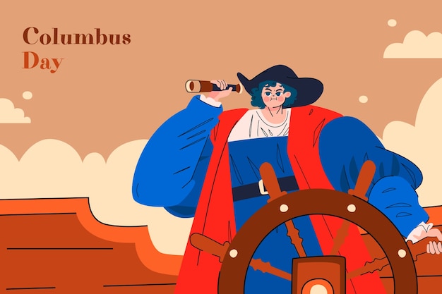 Gratis vector vlakke achtergrond van columbus day