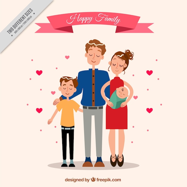 Gratis vector vlakke achtergrond van elegante familie