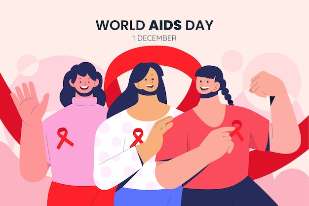 Gratis vector vlakke achtergrond voor bewustwording van de wereld aidsdag