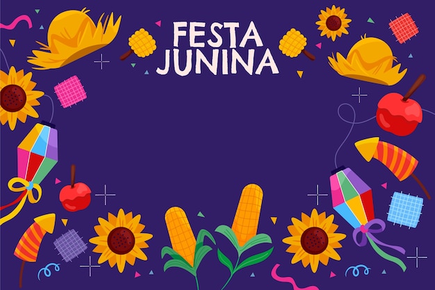 Gratis vector vlakke achtergrond voor braziliaanse fetas juninas-vieringen
