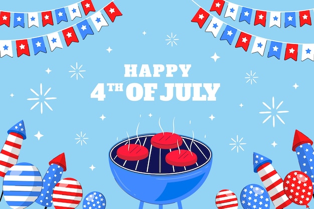 Gratis vector vlakke achtergrond voor de amerikaanse viering van 4 juli