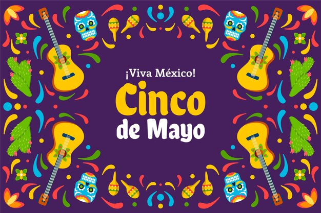 Vlakke achtergrond voor de viering van Cinco de Mayo