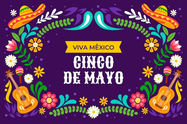 Vlakke achtergrond voor de viering van Cinco de Mayo