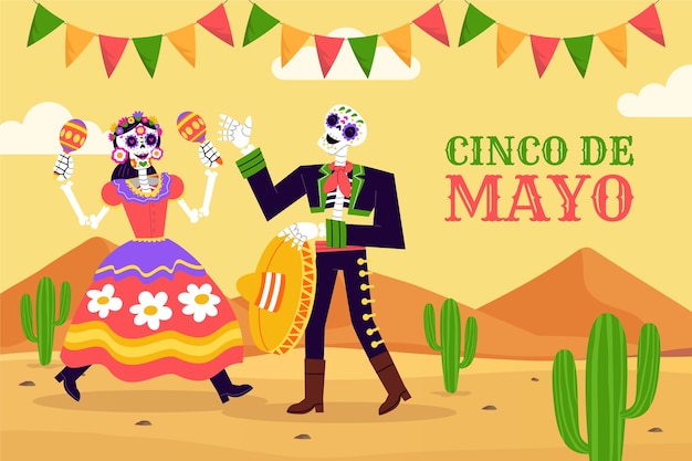 Vlakke achtergrond voor de viering van cinco de mayo