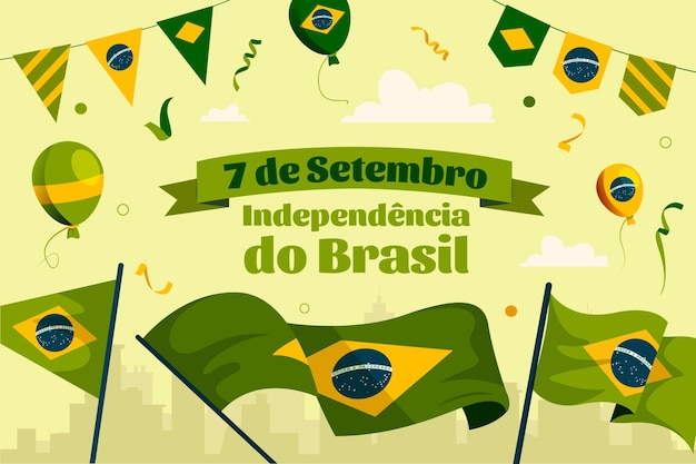 Vlakke achtergrond voor de viering van de braziliaanse onafhankelijkheidsdag
