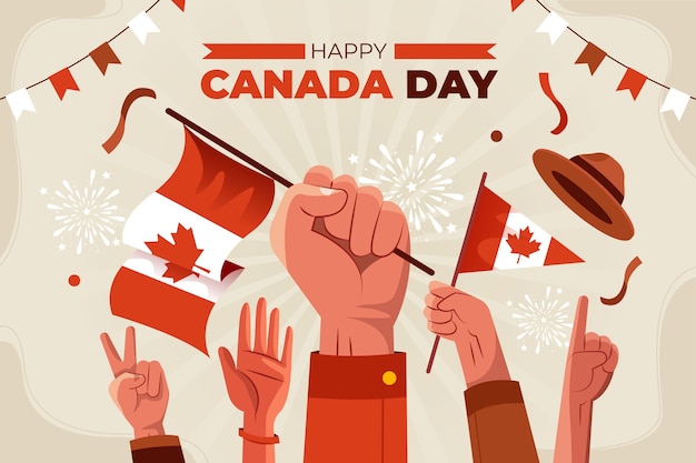 Gratis vector vlakke achtergrond voor de viering van de dag van canada