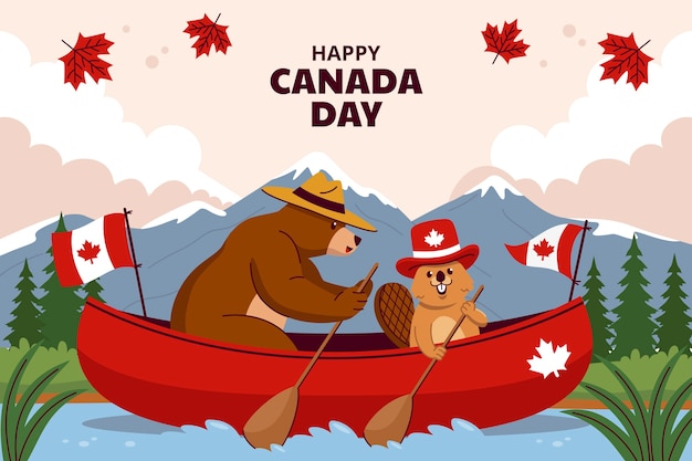 Gratis vector vlakke achtergrond voor de viering van de dag van canada