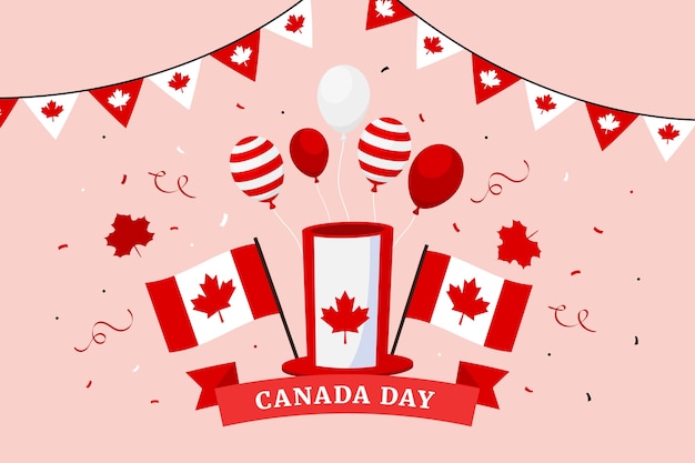 Gratis vector vlakke achtergrond voor de viering van de dag van canada