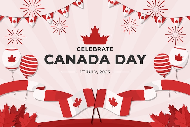 Gratis vector vlakke achtergrond voor de viering van de dag van canada