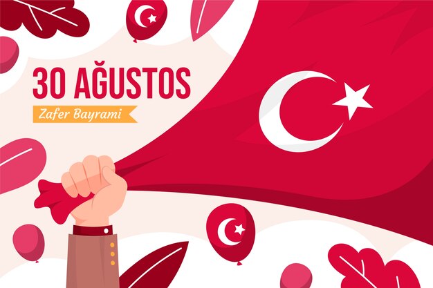 Gratis vector vlakke achtergrond voor de viering van de dag van de turkse strijdkrachten