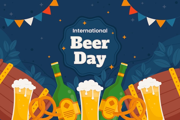 Vlakke achtergrond voor de viering van de internationale bierdag