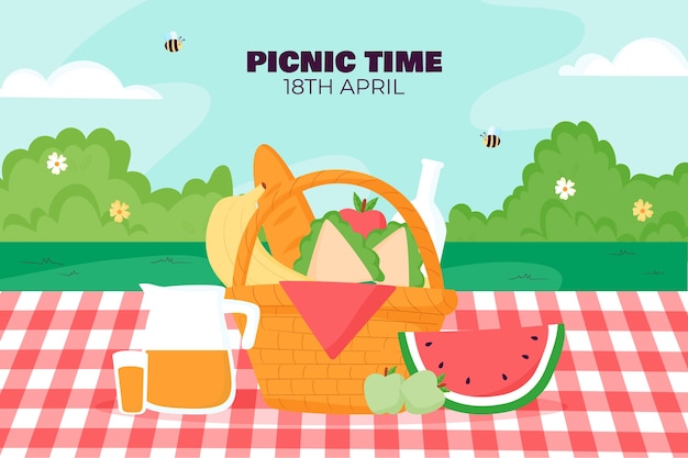 Gratis vector vlakke achtergrond voor de viering van de internationale picknickdag