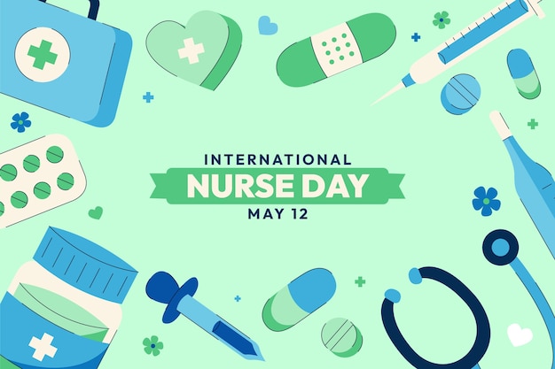 Vlakke achtergrond voor de viering van de internationale verpleegstersdag
