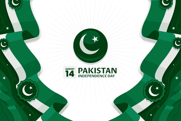 Vlakke achtergrond voor de viering van de onafhankelijkheidsdag van pakistan
