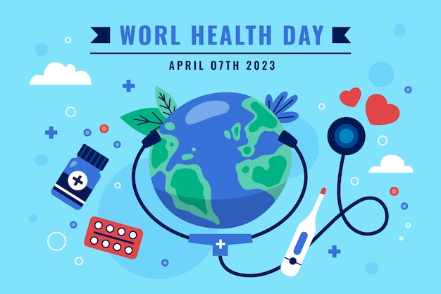 Gratis vector vlakke achtergrond voor de viering van de wereldgezondheidsdag