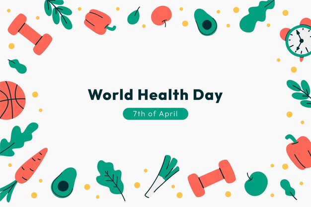 Vlakke achtergrond voor de viering van de Wereldgezondheidsdag