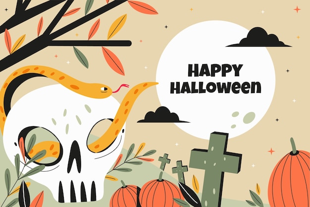 Gratis vector vlakke achtergrond voor de viering van het halloween-seizoen