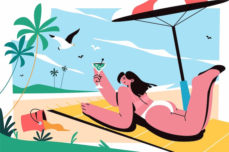 Gratis Vector vlakke achtergrond voor de zomer